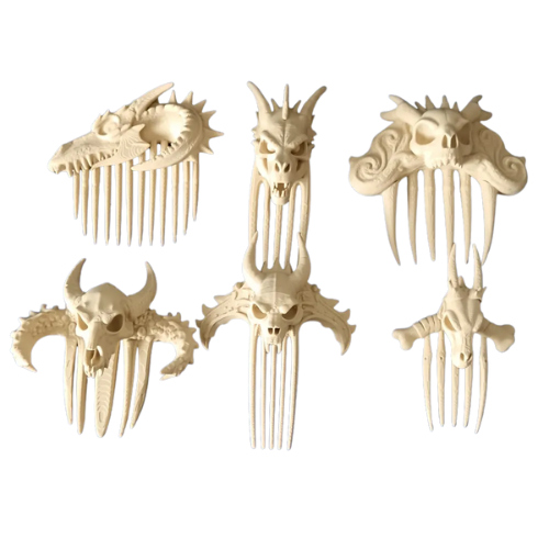 Dragon Skull Hair Combs (White)